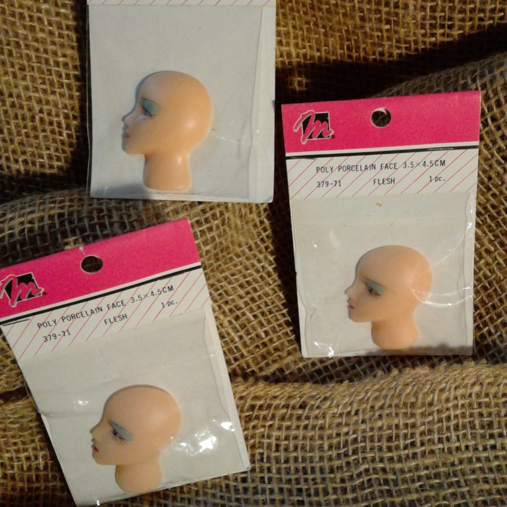 Set of 3  Vintage  Doll Poly Porcelain  Face